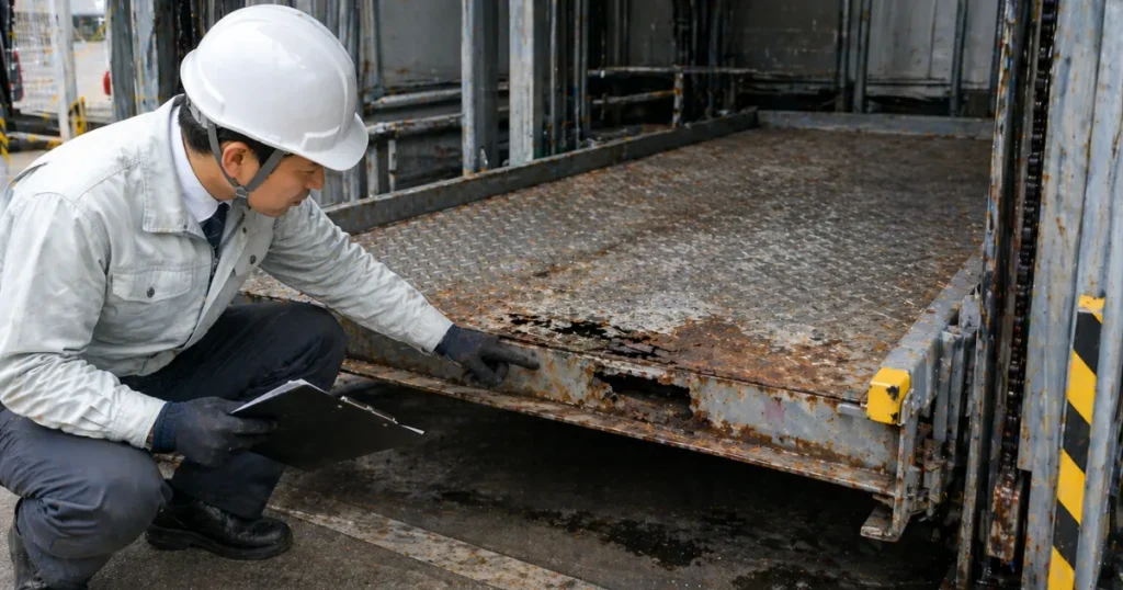 機械式駐車装置のパレットで異常を見つけたときの対応方法